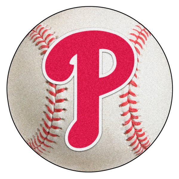 FanMats® - Philadelphia Phillies 27" Dia Nylon Face Baseball Ball Floor Mat with "P" Logo