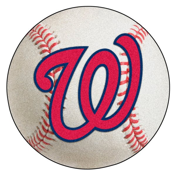FanMats® - Washington Nationals 27" Dia Nylon Face Baseball Ball Floor Mat with "Circular Washington Nationals with W" Logo