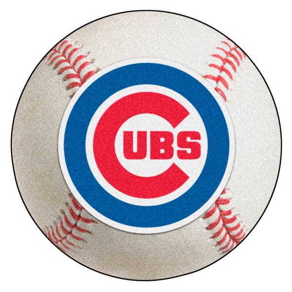 FanMats® - Chicago Cubs 27" Dia Nylon Face Baseball Ball Floor Mat with "Circular Cubs" Primary Logo