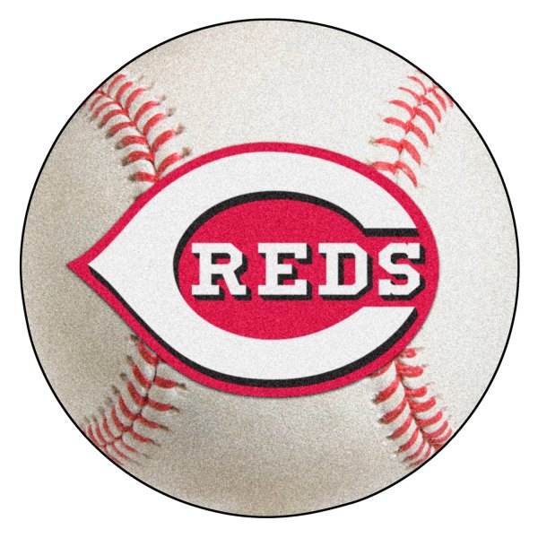 FanMats® - Cincinnati Reds 27" Dia Nylon Face Baseball Ball Floor Mat with "C Reds" Logo