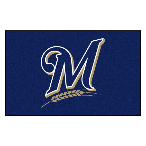 FanMats® - Milwaukee Brewers 60" x 96" Nylon Face Ulti-Mat with "M with Wheat" Logo