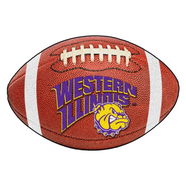FanMats® - Western Illinois University 20.5" x 32.5" Nylon Face Football Ball Floor Mat with "Bulldog & Wordmark" Logo