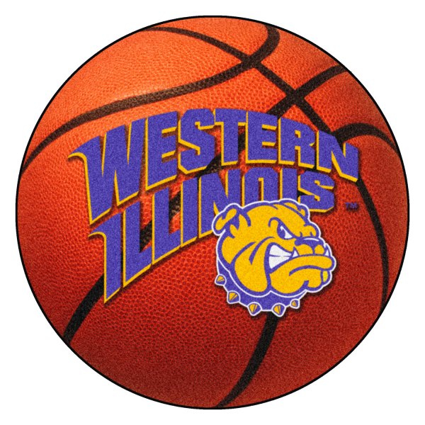 FanMats® - Western Illinois University 27" Dia Nylon Face Basketball Ball Floor Mat with "Bulldog & Wordmark" Logo