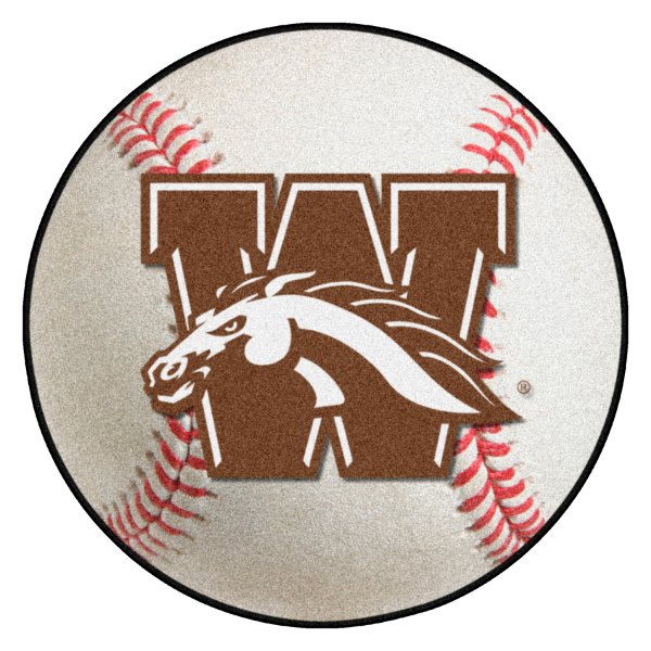 FanMats® - Western Michigan University 27" Dia Nylon Face Baseball Ball Floor Mat with "W & Bronco" Logo