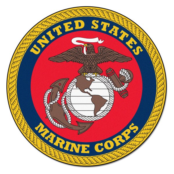 FanMats® - U.S. Marines 44" Dia Nylon Face Floor Mat with "Marines" Official Logo
