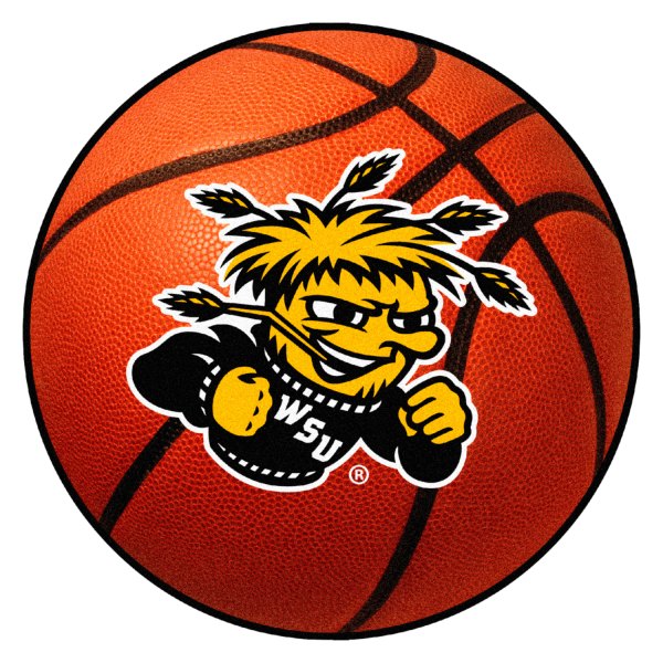 FanMats® - Wichita State University 27" Dia Nylon Face Basketball Ball Floor Mat with "WSU Grain Logo"