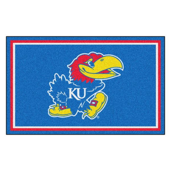 FanMats® - University of Kansas 48" x 72" Nylon Face Ultra Plush Floor Rug with "KU Bird" Logo