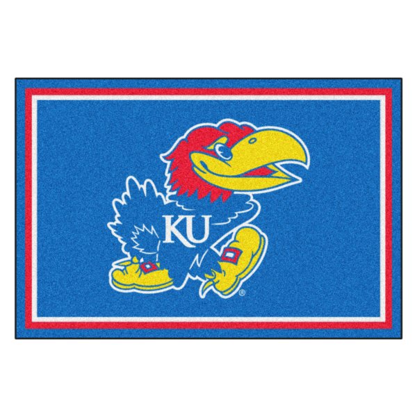 FanMats® - University of Kansas 60" x 96" Nylon Face Ultra Plush Floor Rug with "KU Bird" Logo