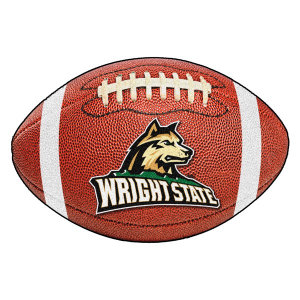 FanMats® - Wright State University 20.5" x 32.5" Nylon Face Football Ball Floor Mat with "Wolf & Wordmark" Logo