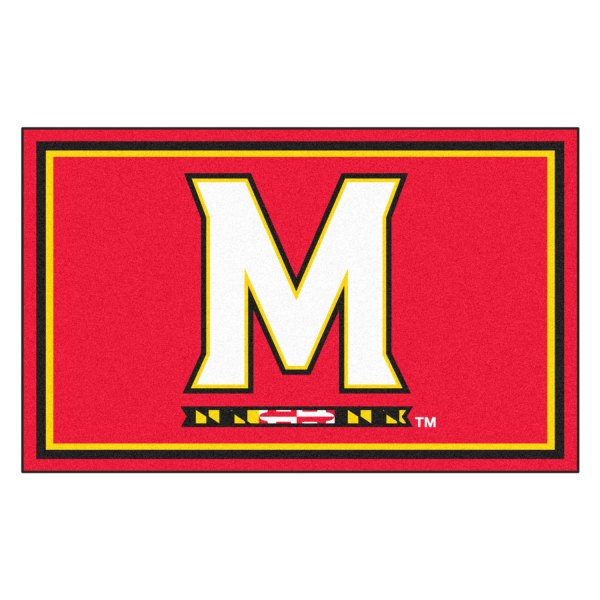 FanMats® - University of Maryland 48" x 72" Nylon Face Ultra Plush Floor Rug with "M & Flag Strip" Logo