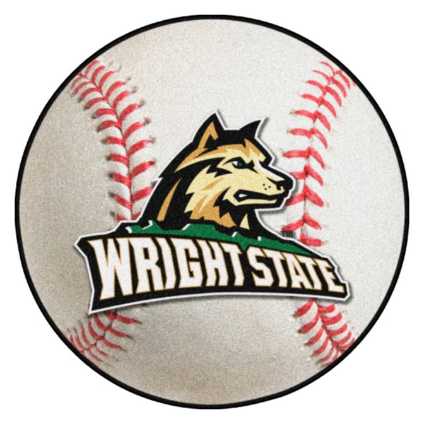 FanMats® - Wright State University 27" Dia Nylon Face Baseball Ball Floor Mat with "Wolf & Wordmark" Logo