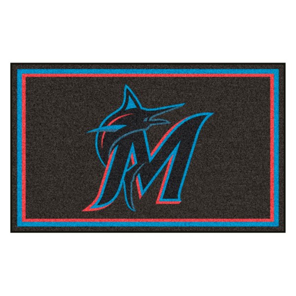 FanMats® - Miami Marlins 48" x 72" Nylon Face Ultra Plush Floor Rug with "M" Logo