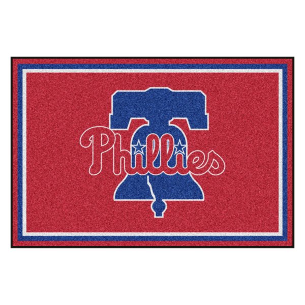 FanMats® - Philadelphia Phillies 60" x 96" Nylon Face Ultra Plush Floor Rug with "Baseball Diamond, Bell & Script Phillies" Logo