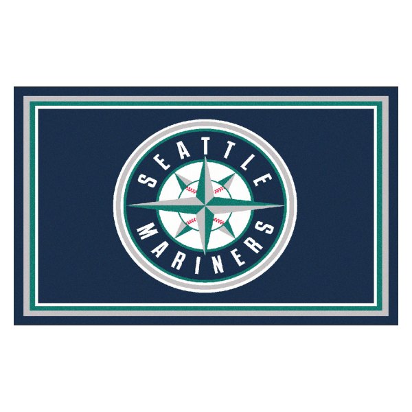 FanMats® - Seattle Mariners 48" x 72" Nylon Face Ultra Plush Floor Rug with "Circular Seattle Mariners Compass" Logo