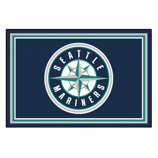 FanMats® - Seattle Mariners 60" x 96" Nylon Face Ultra Plush Floor Rug with "Circular Seattle Mariners Compass" Logo