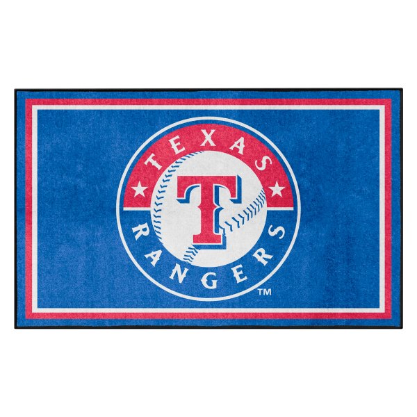 FanMats® - Texas Rangers 48" x 72" Nylon Face Ultra Plush Floor Rug with "Circular Teaxas Rangers, Baseball & T" Logo