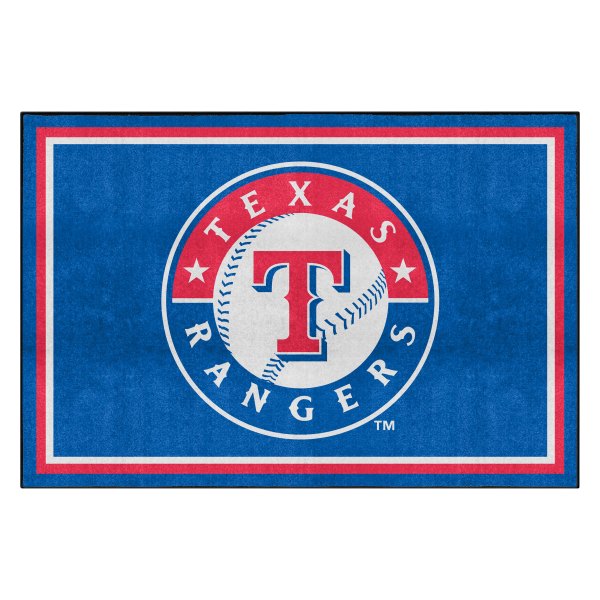 FanMats® - Texas Rangers 60" x 96" Nylon Face Ultra Plush Floor Rug with "Circular Teaxas Rangers, Baseball & T" Logo