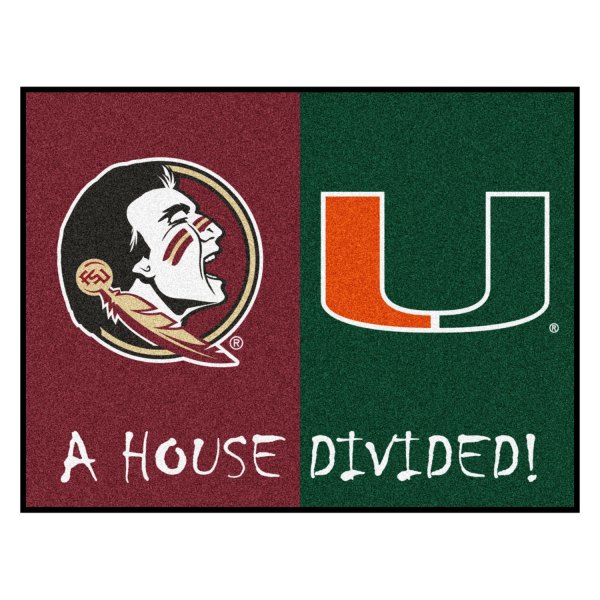 FanMats® - Florida State/Miami 33.75" x 42.5" Nylon Face House Divided Floor Mat