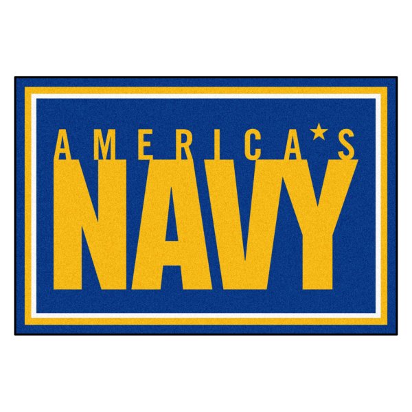 FanMats® - U.S. Navy 60" x 96" Nylon Face Ultra Plush Floor Rug with "Americas Navy" Official Logo