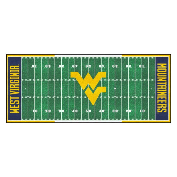 FanMats® - West Virginia University 30" x 72" Nylon Face Football Field Runner Mat with "WV" Logo