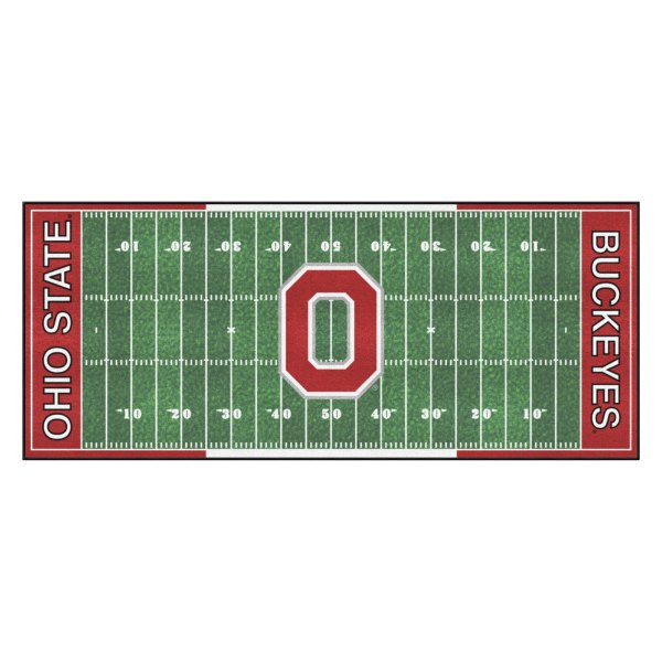 FanMats® - Ohio State University 30" x 72" Nylon Face Football Field Runner Mat with "O & Ohio State" Logo