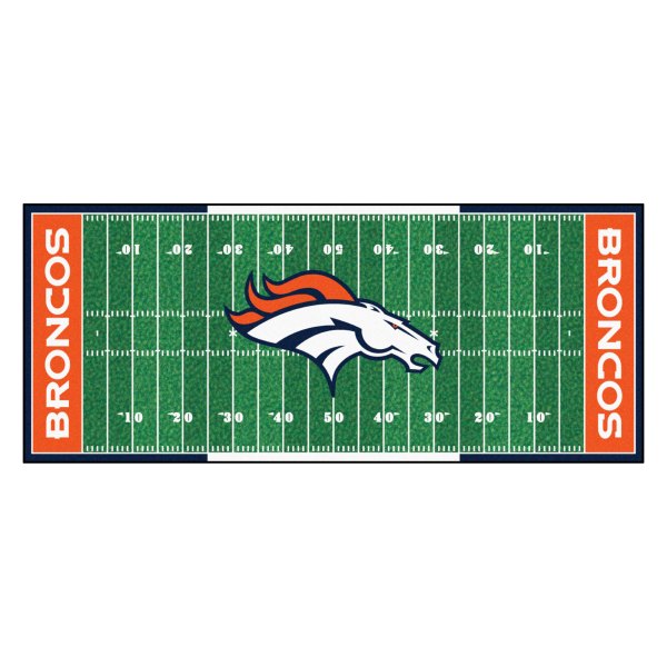 FanMats® - Denver Broncos 30" x 72" Nylon Face Football Field Runner Mat with "Bronco" Logo