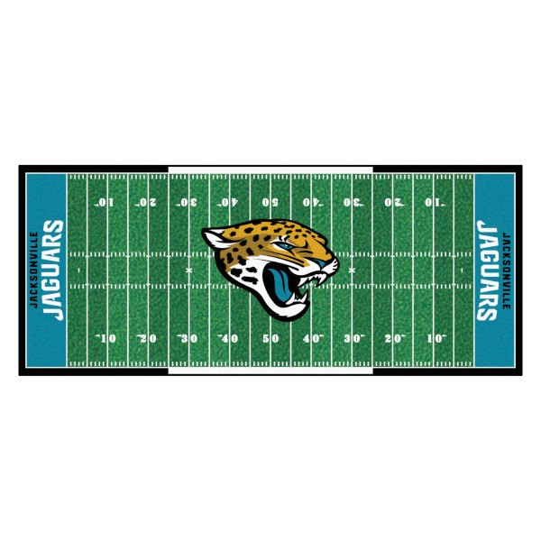 FanMats® - Jacksonville Jaguars 30" x 72" Nylon Face Football Field Runner Mat with "Jaguar" Logo