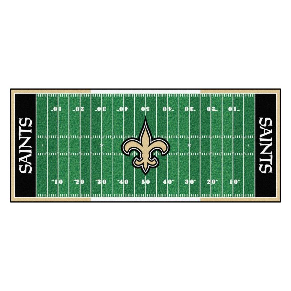 FanMats® - New Orleans Saints 30" x 72" Nylon Face Football Field Runner Mat with "Fluer-De-Lis" Logo