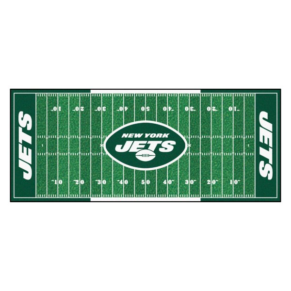 FanMats® - New York Jets 30" x 72" Nylon Face Football Field Runner Mat with "Oval NY Jets" Logo