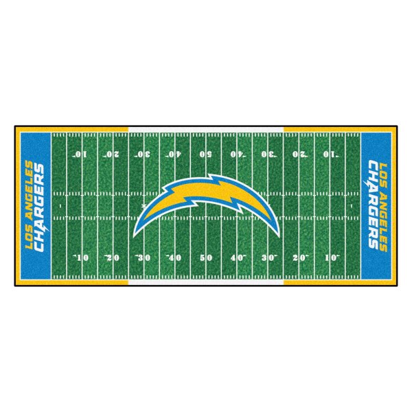 FanMats® - Los Angeles Chargers 30" x 72" Nylon Face Football Field Runner Mat with "Lightening Bolt" Logo