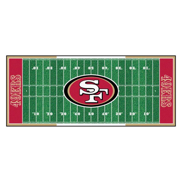 FanMats® - San Francisco 49ers 30" x 72" Nylon Face Football Field Runner Mat with "Oval 49ers" Logo