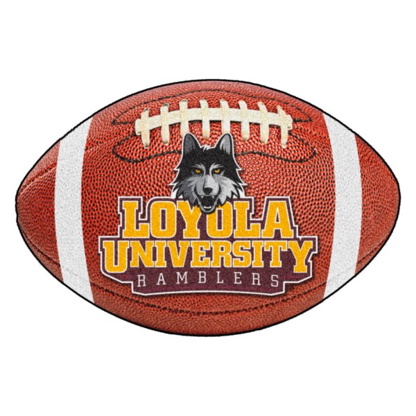 FanMats® - Loyola University Chicago 20.5" x 32.5" Nylon Face Football Ball Floor Mat with "Wolf Head & L" Logo