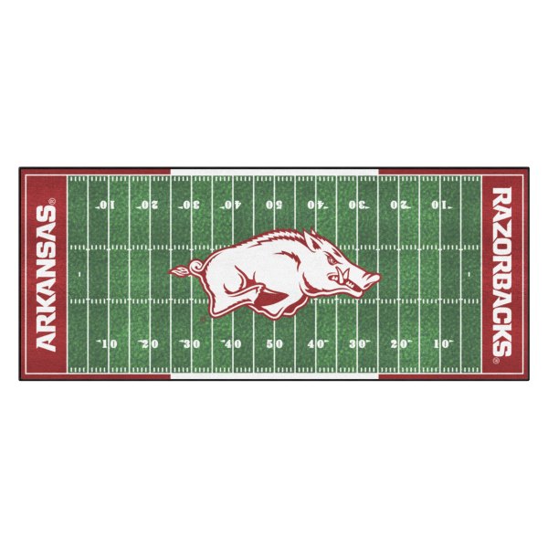 FanMats® - University of Arkansas 30" x 72" Nylon Face Football Field Runner Mat with "Razorback" Logo