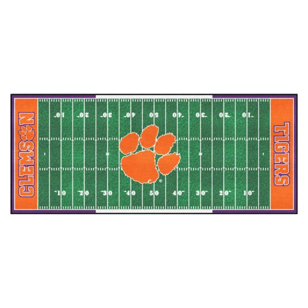 FanMats® - Clemson University 30" x 72" Nylon Face Football Field Runner Mat with "Paw Print" Logo
