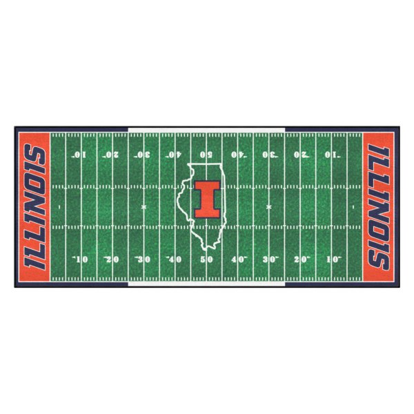 FanMats® - University of Illinois 30" x 72" Nylon Face Football Field Runner Mat with "I" Logo