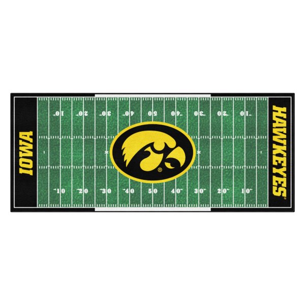 FanMats® - University of Iowa 30" x 72" Nylon Face Football Field Runner Mat with "Hawkeye" Logo