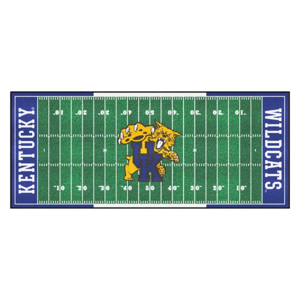 FanMats® - University of Kentucky 30" x 72" Nylon Face Football Field Runner Mat with "UK & Wildcat" Logo