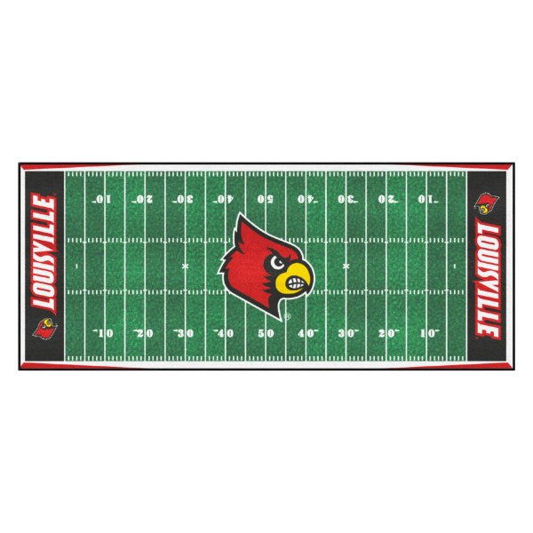 FanMats® - University of Louisville 30" x 72" Nylon Face Football Field Runner Mat with "Cardinal" Logo
