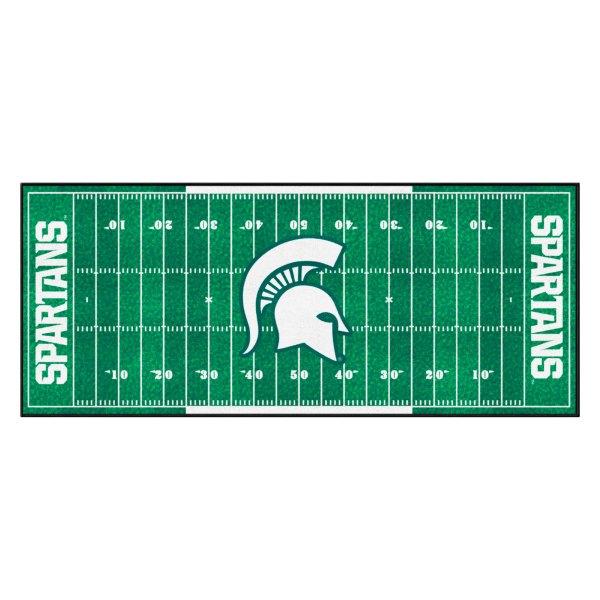 FanMats® - Michigan State University 30" x 72" Nylon Face Football Field Runner Mat with "Spartan Helmet" Logo