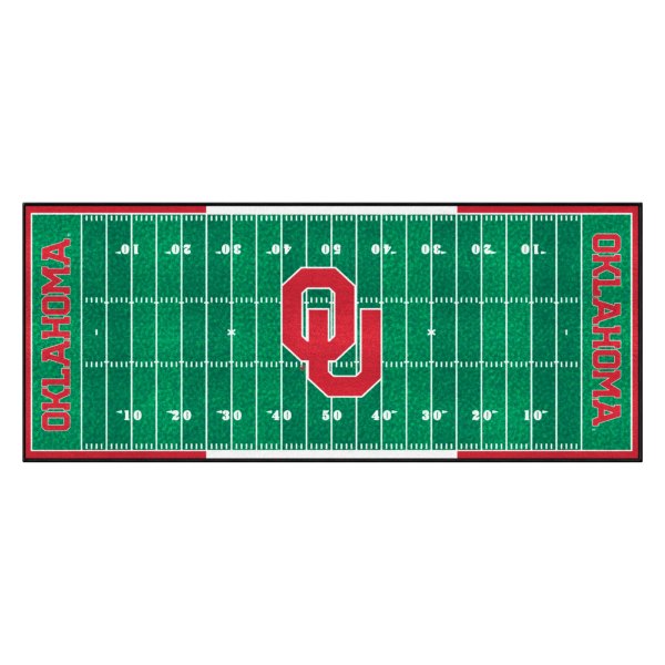 FanMats® - University of Oklahoma 30" x 72" Nylon Face Football Field Runner Mat with "OU" Logo