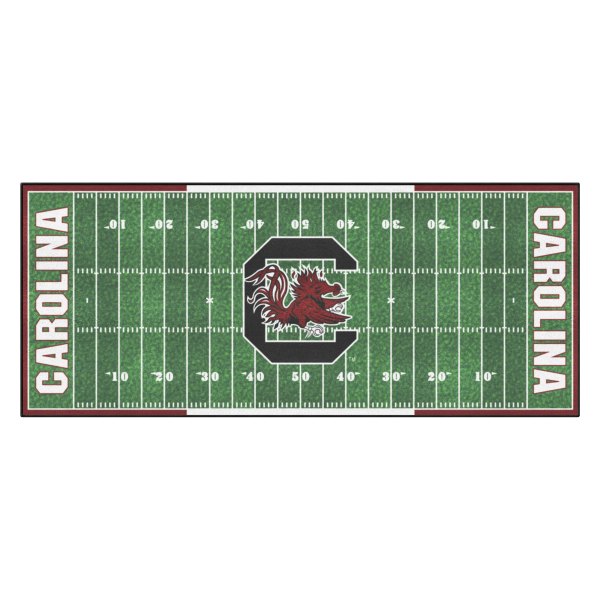 FanMats® - University of South Carolina 30" x 72" Nylon Face Football Field Runner Mat with "Block C & Gamecock" Logo