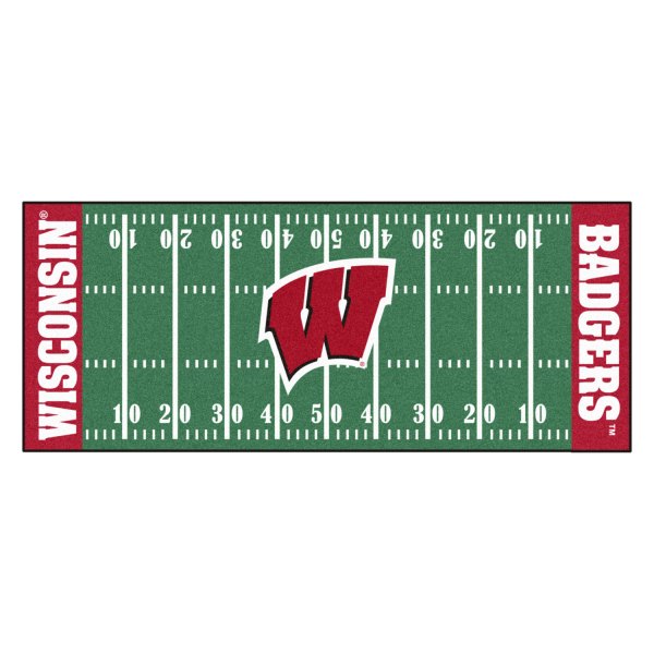 FanMats® - University of Wisconsin 30" x 72" Nylon Face Football Field Runner Mat with "W" Logo