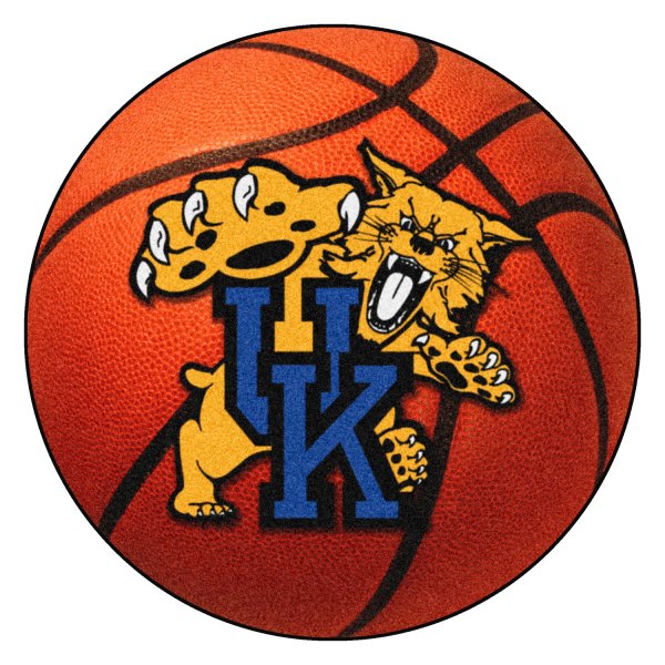 FanMats® - University of Kentucky 27" Dia Nylon Face Basketball Ball Floor Mat with "UK & Wildcat" Logo