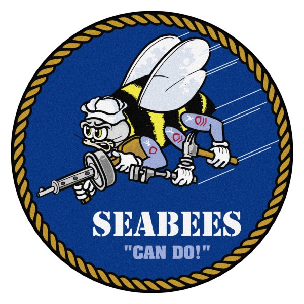 FanMats® - U.S. Navy 44" Dia Nylon Face Floor Mat with "Seabees" Logo