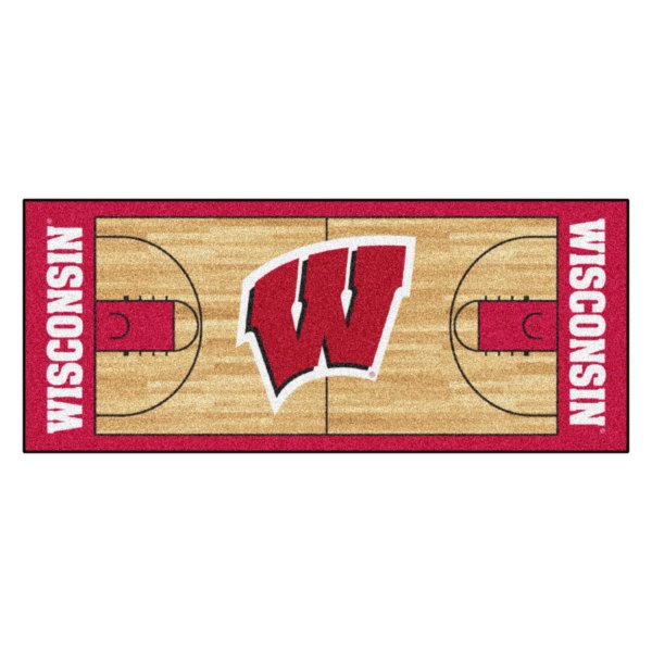 FanMats® - University of Wisconsin 30" x 72" Nylon Face Basketball Court Runner Mat with "W" Logon & Wordmark