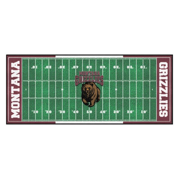 FanMats® - University of Montana 30" x 72" Nylon Face Football Field Runner Mat with "Bear Claw" Logo