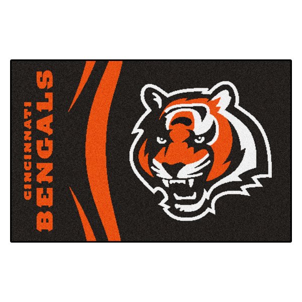 FanMats® - Cincinnati Bengals 19" x 30" Nylon Face Uniform Starter Mat with "Striped B" Logo & Wordmark