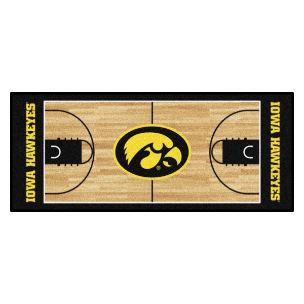FanMats® - University of Iowa 30" x 72" Nylon Face Basketball Court Runner Mat with "Hawkeye" Logo