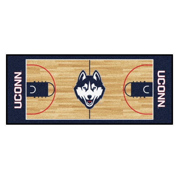 FanMats® - University of Connecticut 30" x 72" Nylon Face Basketball Court Runner Mat with "Husky" Logo