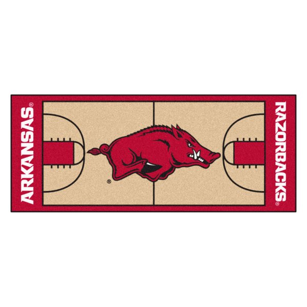 FanMats® - University of Arkansas 30" x 72" Nylon Face Basketball Court Runner Mat with "Razorback" Logo
